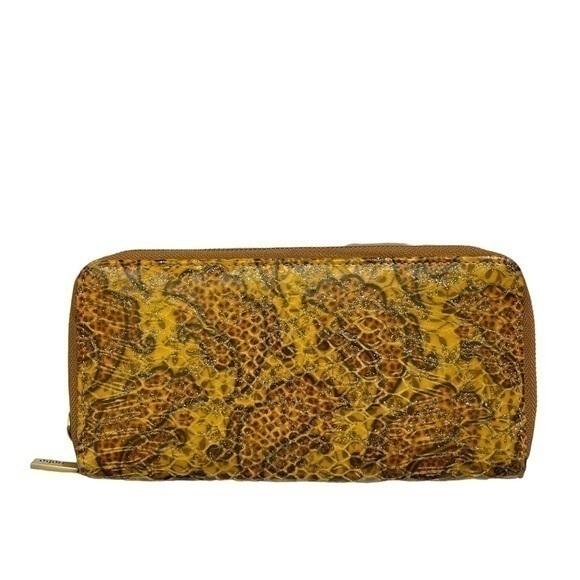 Hobo yellow gold double zipper clutch wallet